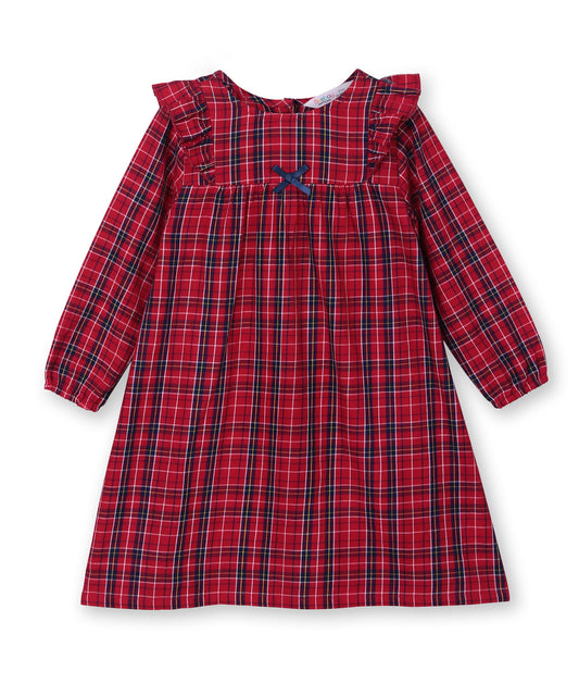 Shoulder frill check dress RED