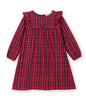 Shoulder frill check dress RED