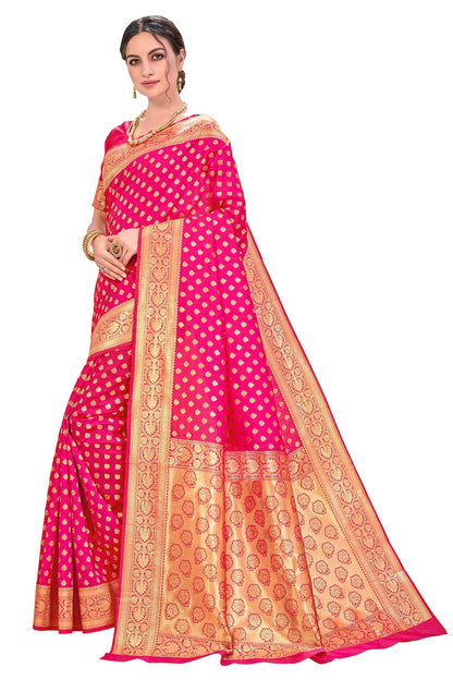 Glory Sarees Womens Jacquard Silk Blend Saree (kara128_Pink