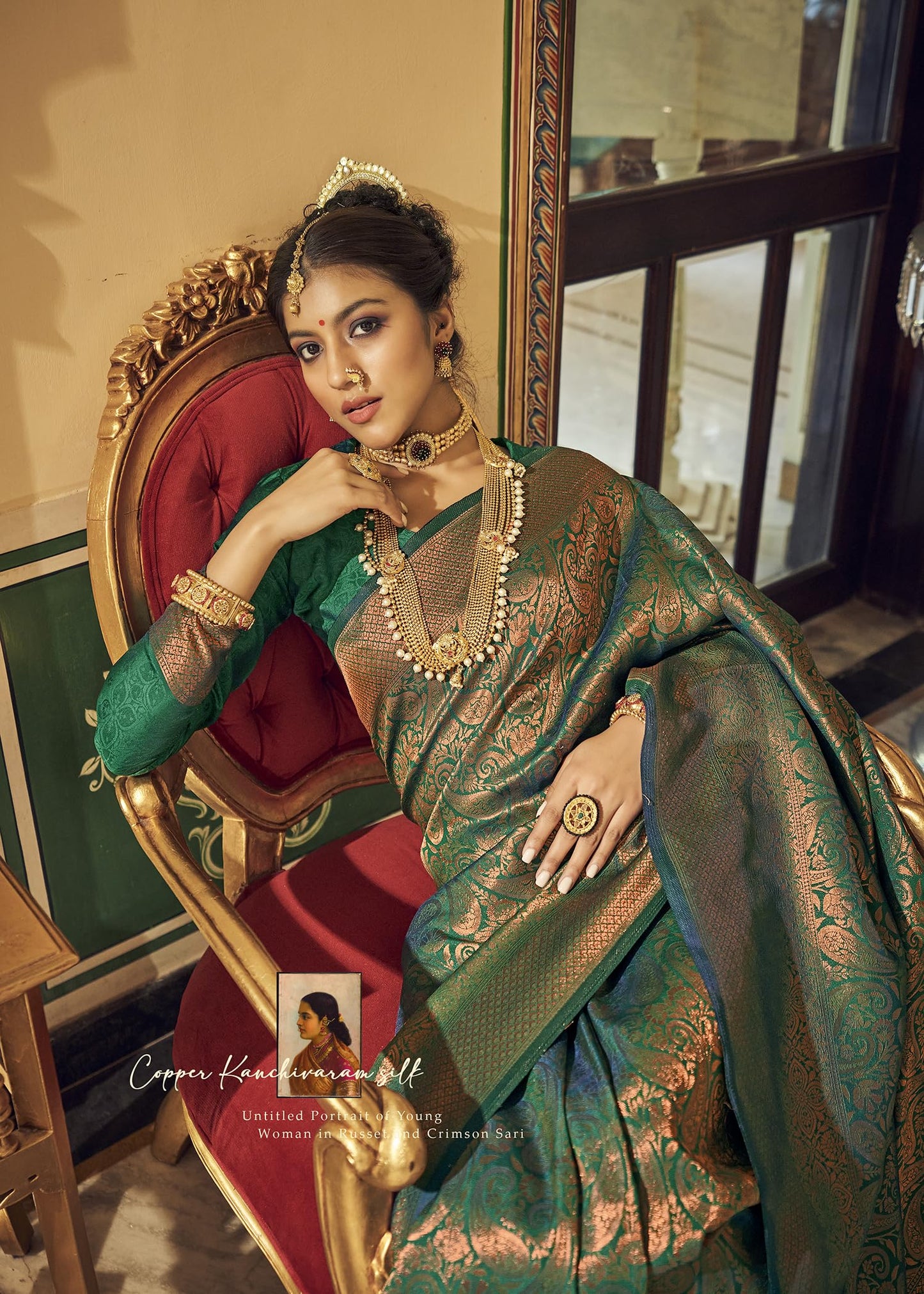 Pujia Mills Womans Handloom Banarasi Silk Saree With Zari Weaving Indian Ethnic Wear Jacquard Silk Saree Weaving Zari Border Sar