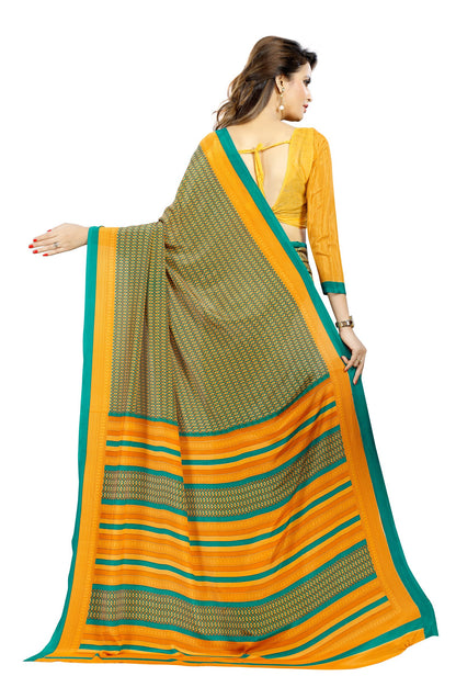 Vimla WomenS Mysore Crepe Silk Uniform Saree With Printed 6 Yard Length And Unstitched Blouse Piece Office Wear Saree
