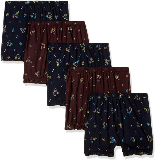 Rupa Jon Printed Trunk for Boys | 100% Cotton Fabric | Inner Elastic | Pack of 5 Assorted