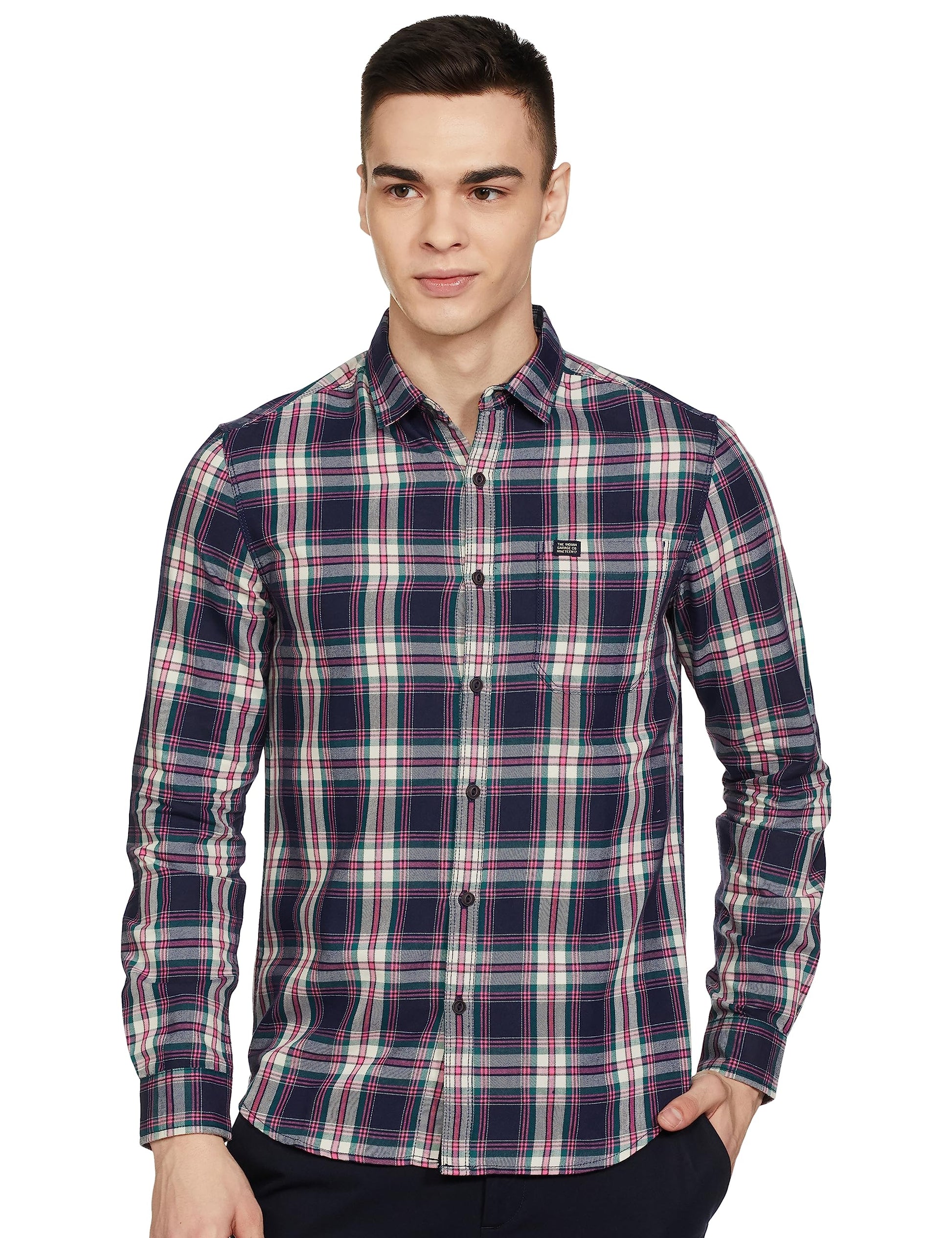 The Indian Garage Co Men Multicolor Checkered Slim Fit Casual Shirt