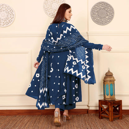 ANNI DESIGNER Women's Rayon Viscose A-Line Printed Kurta with Pant & Dupatta