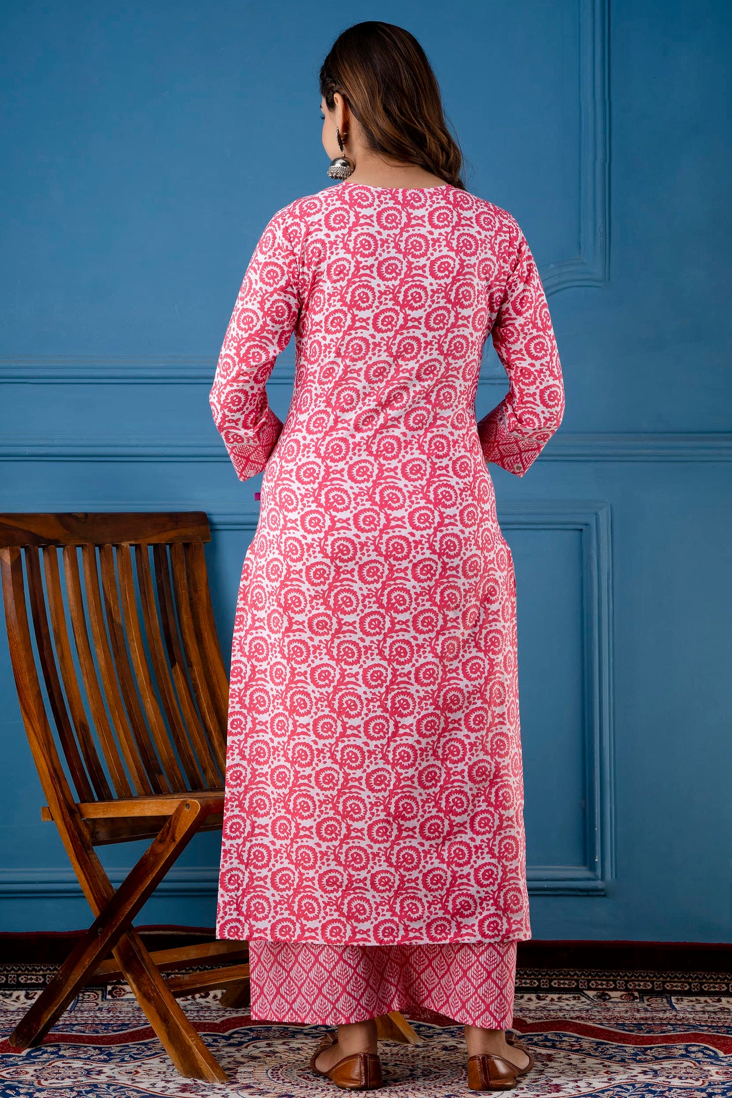 ANNI DESIGNER Women's Cotton Blend Traditional Straight Printed Kurta and Palazzo Set (Valab NW)