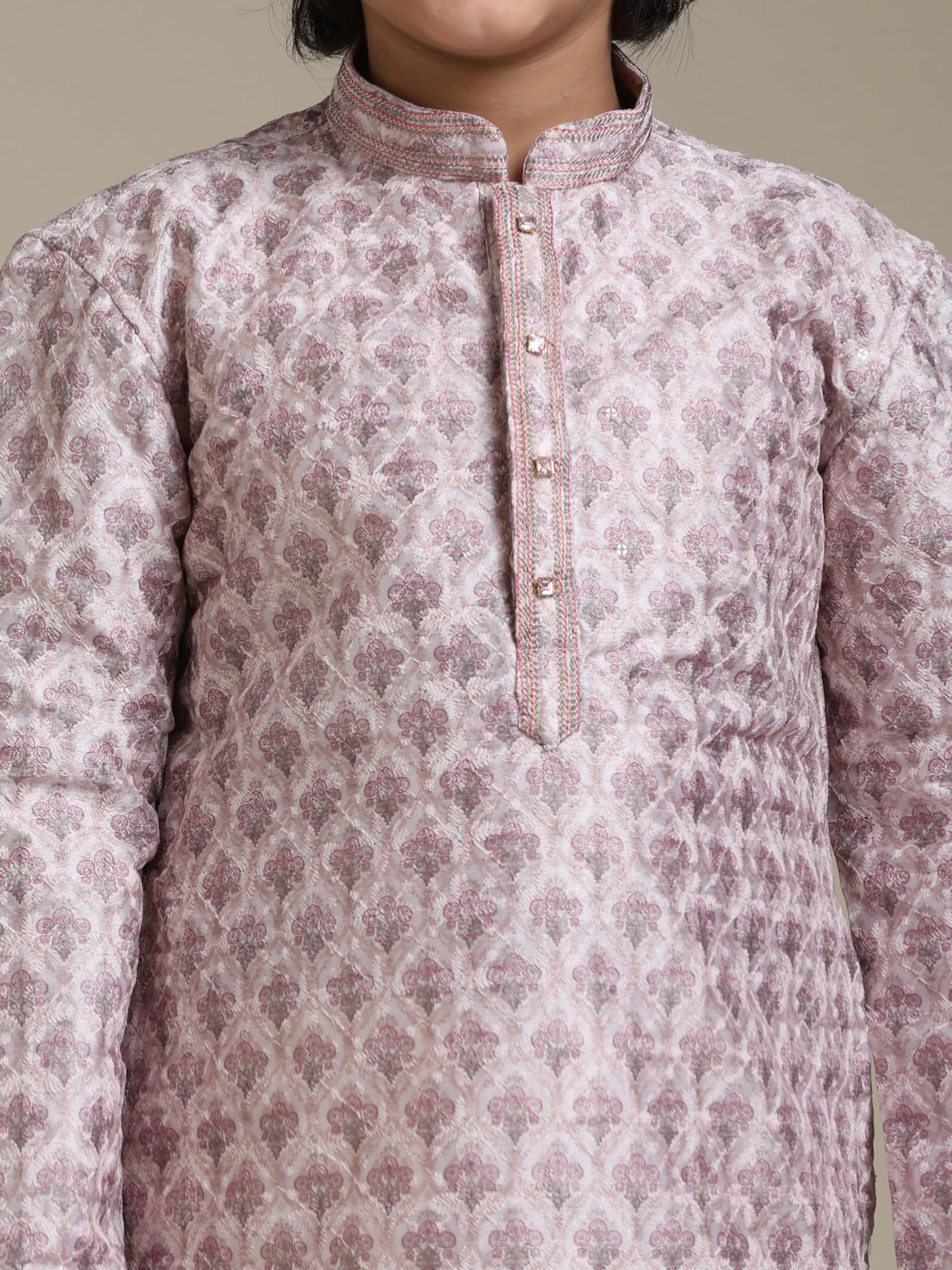 Manyavar Boys Art Silk Printed Kurta Pyjama Set (2Pcs)(4-5 Years)
