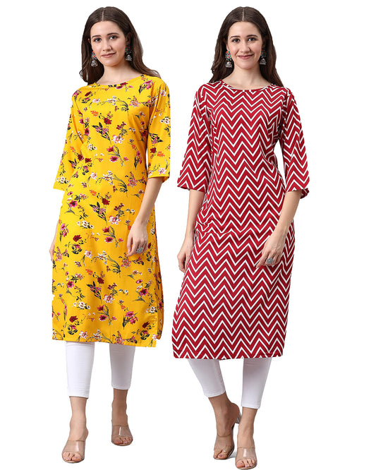 LookMark Crepe Women Straight Kurti