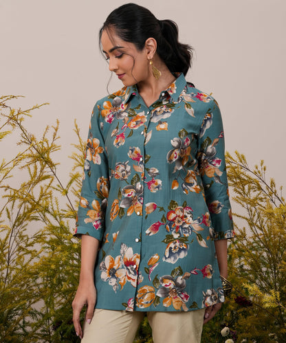 Libas Womens Printed A-Line Kurtis (37080_Blue