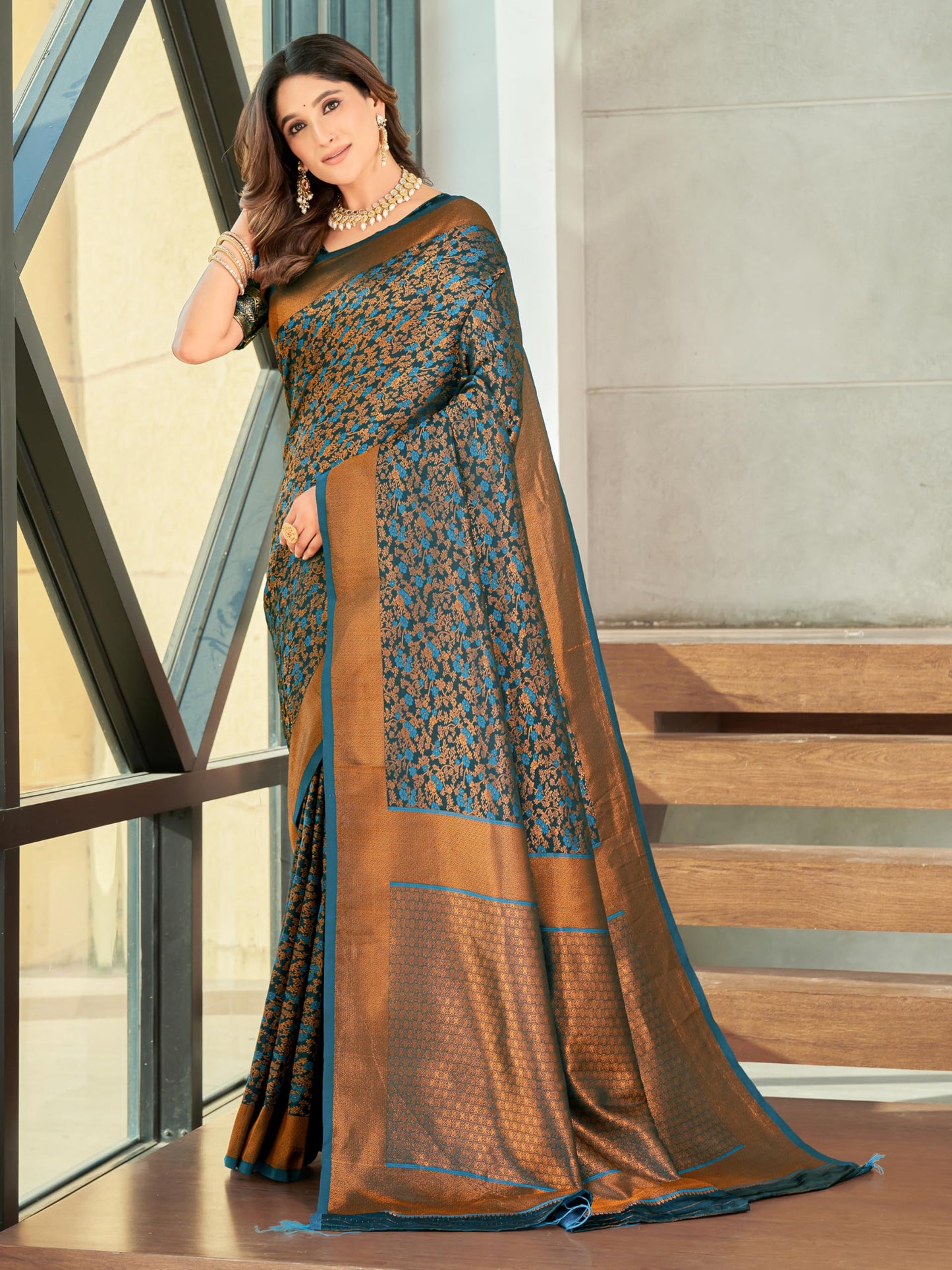 Glory Sarees Womens Pure Kanjivaram Soft Banarasi Original Satin Silk Saree Elegantly Crafted Graceful Wedding Design With Blous