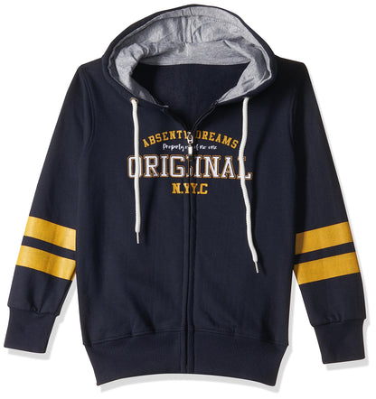T2F Cotton Hooded Neck Regular Fit Hoodie (Boys-SS_35_Navy
