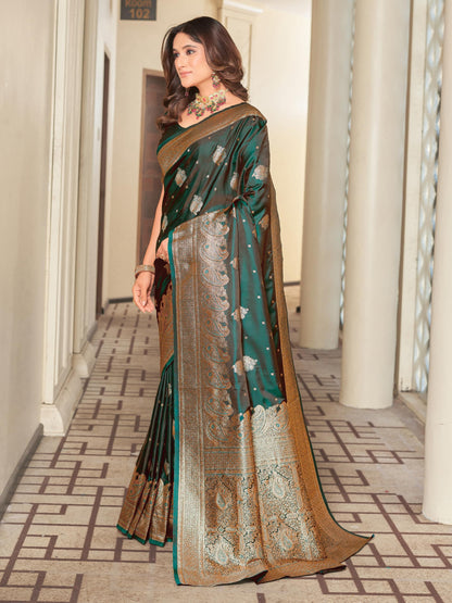 Glory Sarees WomenS Pure Kanjivaram Soft Banarasi Original Satin Silk Saree Elegantly Crafted Graceful Wedding Design With Blou