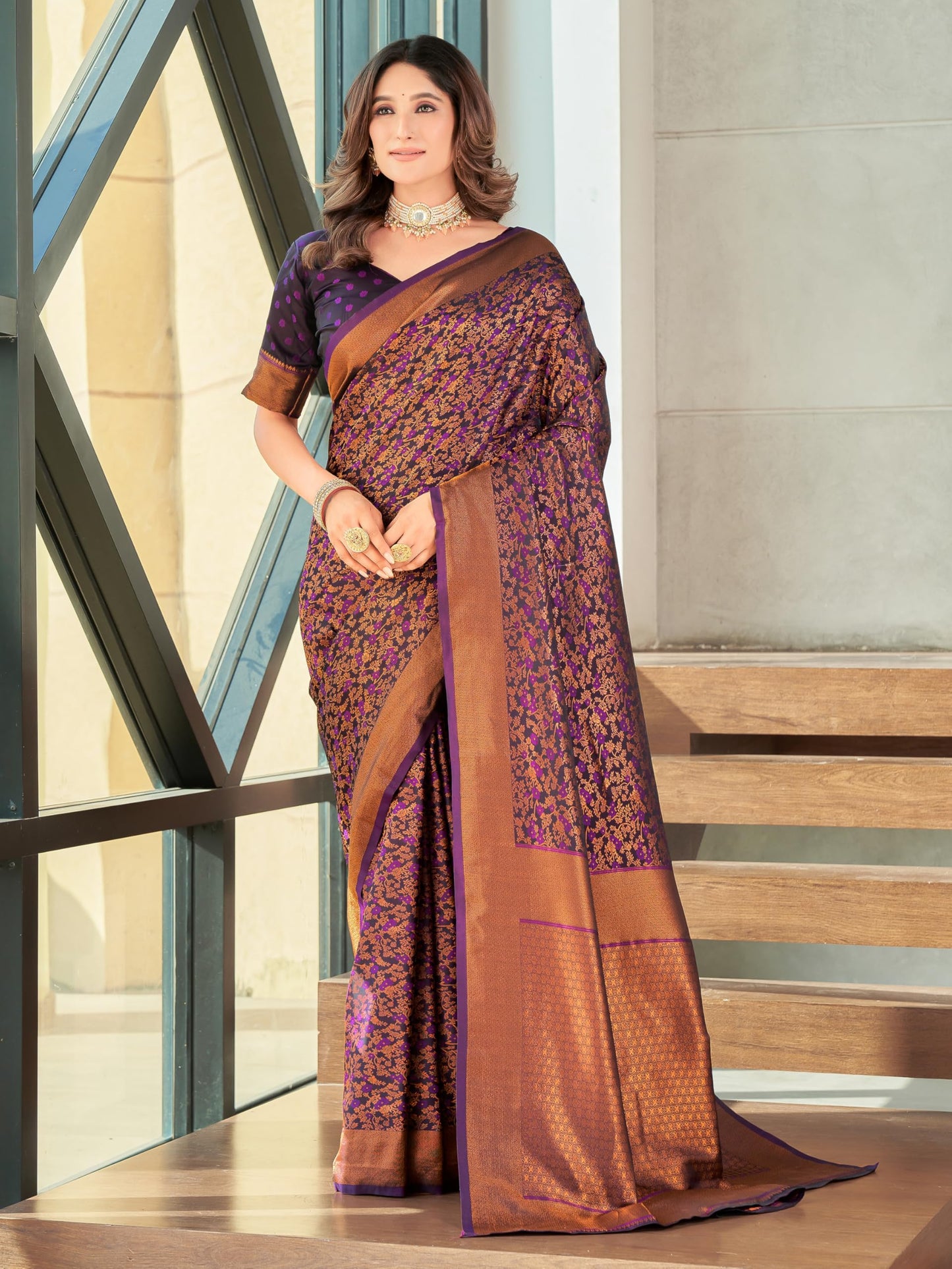 Glory Sarees WomenS Pure Kanjivaram Soft Banarasi Original Satin Silk Saree Elegantly Crafted Graceful Wedding Design With Blou
