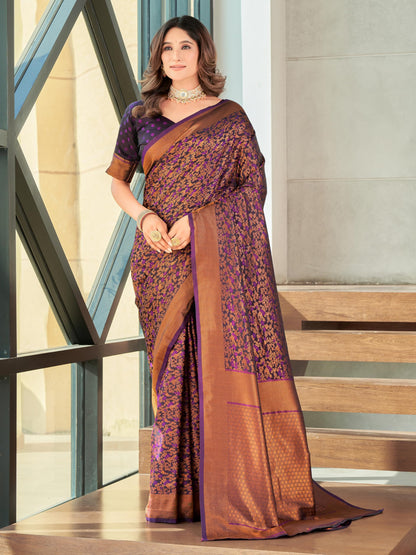 Glory Sarees WomenS Pure Kanjivaram Soft Banarasi Original Satin Silk Saree Elegantly Crafted Graceful Wedding Design With Blou