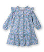 Button -through printed A-line dress BLUE