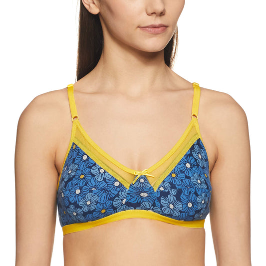 Clovia Cotton Non-Padded Non-Wired Floral Print Bra (Br1389P17_Green_32C)