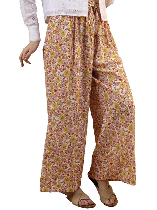 Ketch WomenS Regular Casual Pants (Khp0000002_Yellow/White/Multi