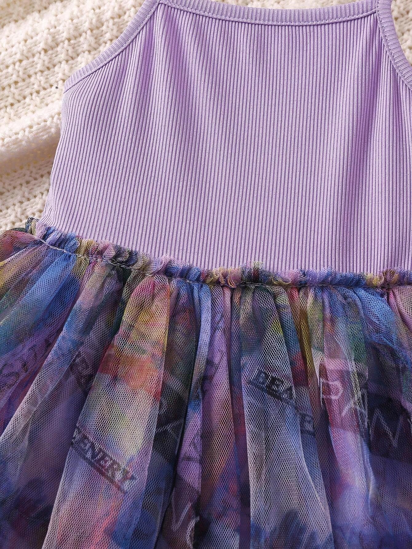TAGAS Baby-Girls Net A-Line Knee-Length Dress Lavender