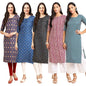 Pinkmint Women's Crepe Digital Print Straight Kurta [Pack of 5] (CCH-347-354-349-372-362)