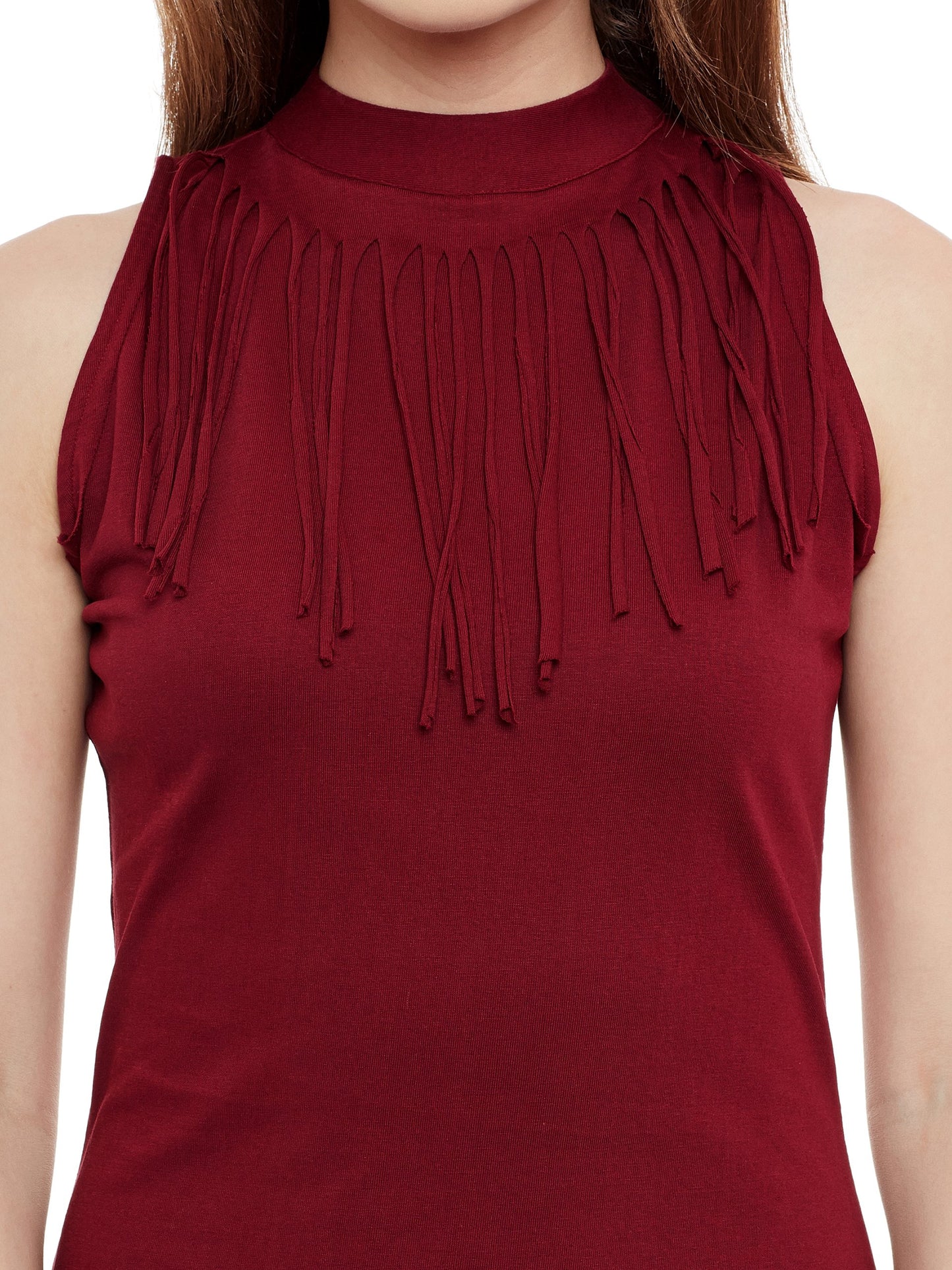 Miss Chase WomenS Maroon Cotton Round Neck Sleeveless Solid Mini Bodycon Dress (Mcpw16D05-79-143-04, Maroon, Medium)
