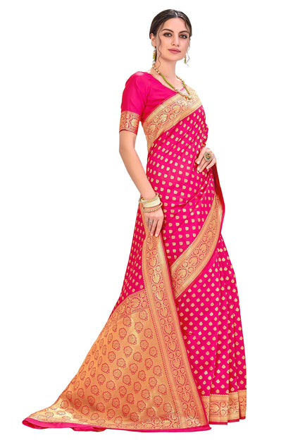 Glory Sarees Womens Jacquard Silk Blend Saree (kara128_Pink