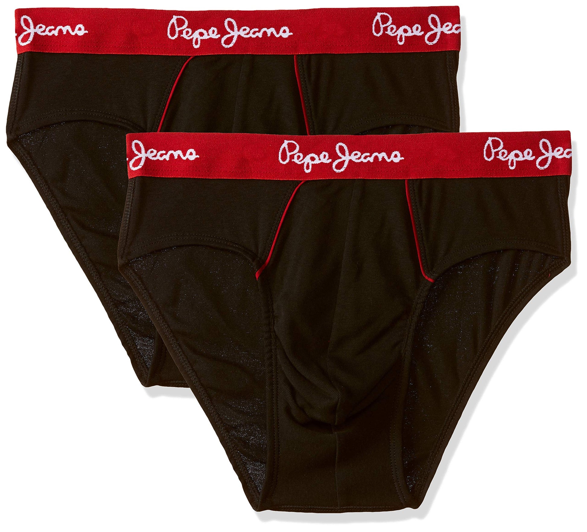 Pepe Jeans Innerwear MenS Cotton Briefs (Pack Of 2) (Clb02-02_Black_Black_90-95_Black_95 Cm)