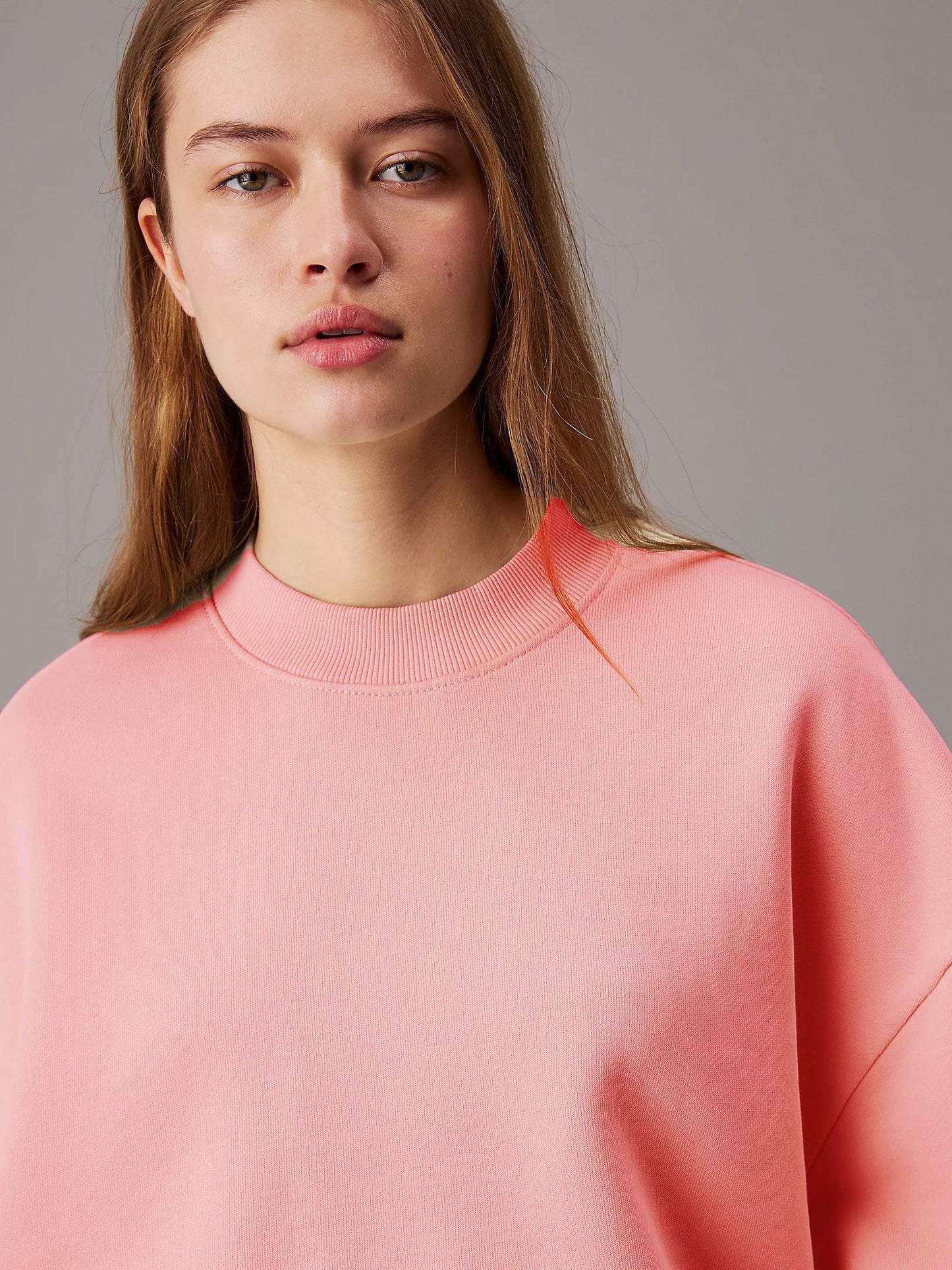 Kotty WomenS Fleece Sweatshirt Solid Pattern With Classic Round Neck(Pink,Xl)