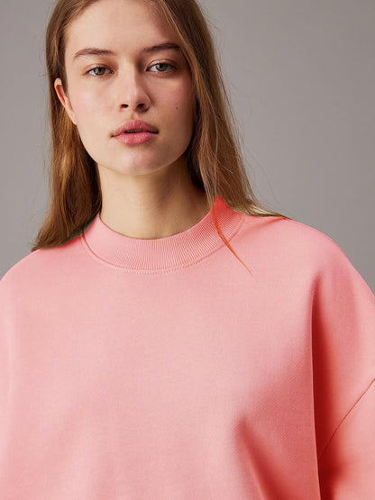 Kotty WomenS Fleece Sweatshirt Solid Pattern With Classic Round Neck(Pink,S)