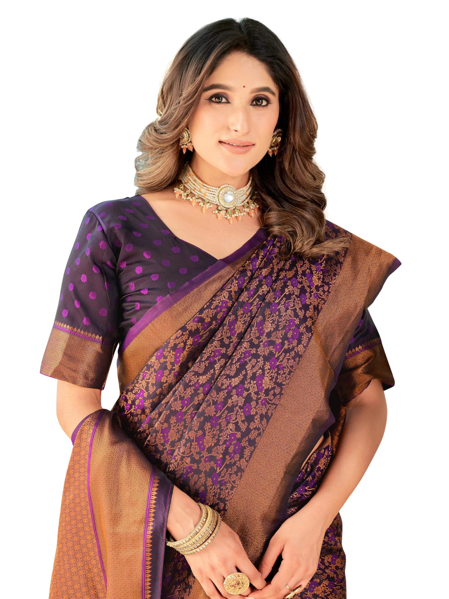 Glory Sarees WomenS Pure Kanjivaram Soft Banarasi Original Satin Silk Saree Elegantly Crafted Graceful Wedding Design With Blou