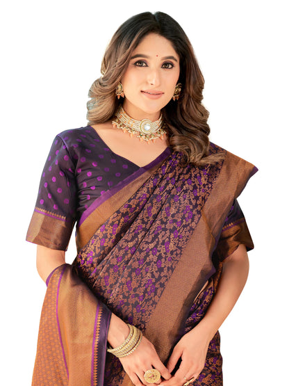 Glory Sarees WomenS Pure Kanjivaram Soft Banarasi Original Satin Silk Saree Elegantly Crafted Graceful Wedding Design With Blou
