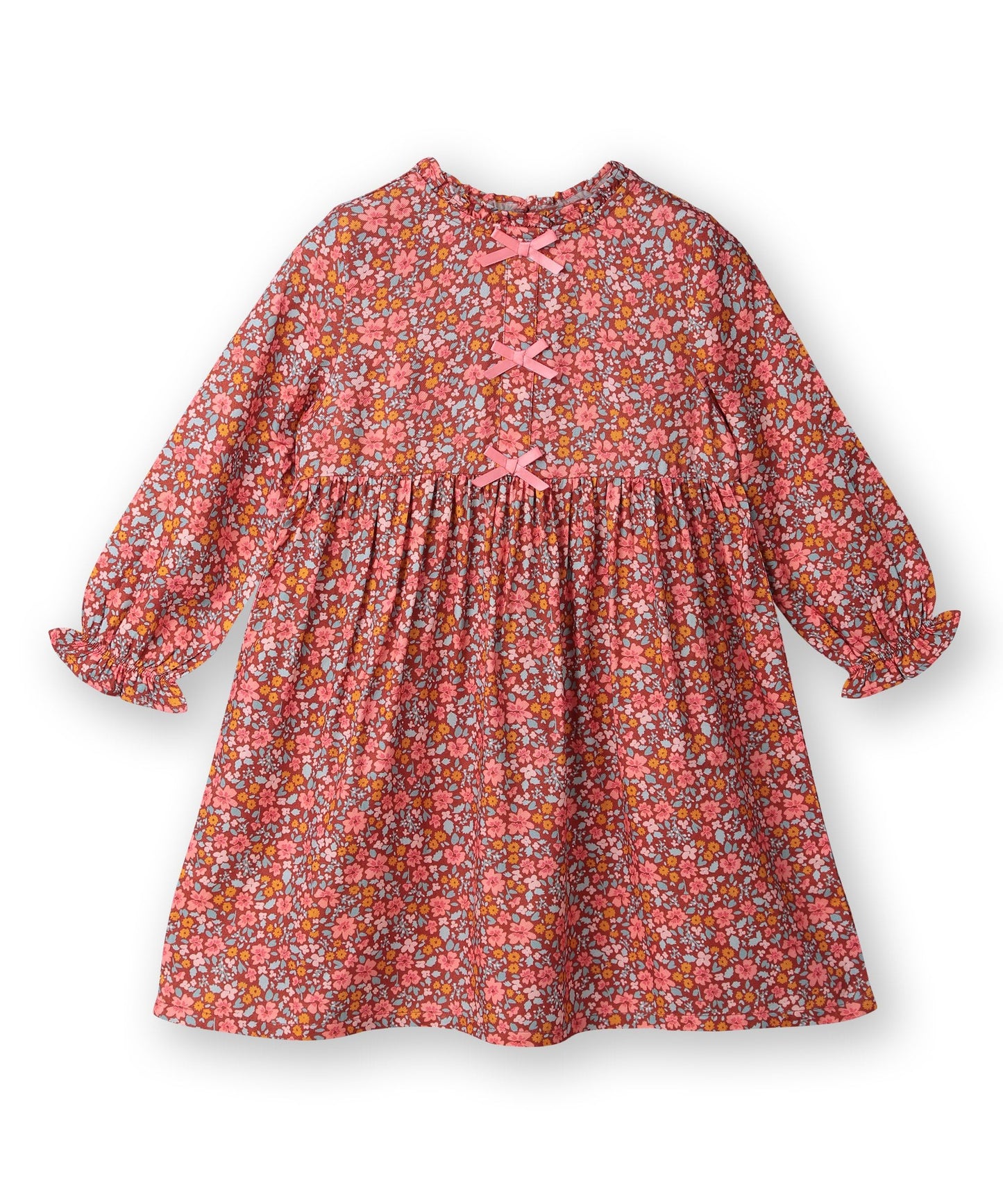 Bow detail fit and flare dress Rust