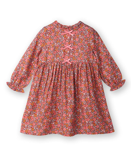Bow detail fit and flare dress Rust