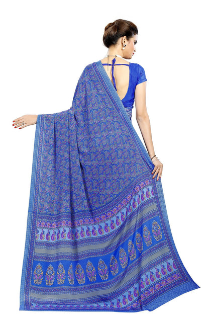 Vimla WomenS Multi Crepe Silk Uniform Saree With Blouse - Elegant Office Wear, Comfortable And Durable, Vibrant Colors, Easy Ma