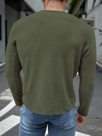 Noble Monk MenS Relax Fit Cottonblend Full Sleeve Solid T-Shirt For Men |Round Neck Full Sleeve T Shirts For Men Military Green