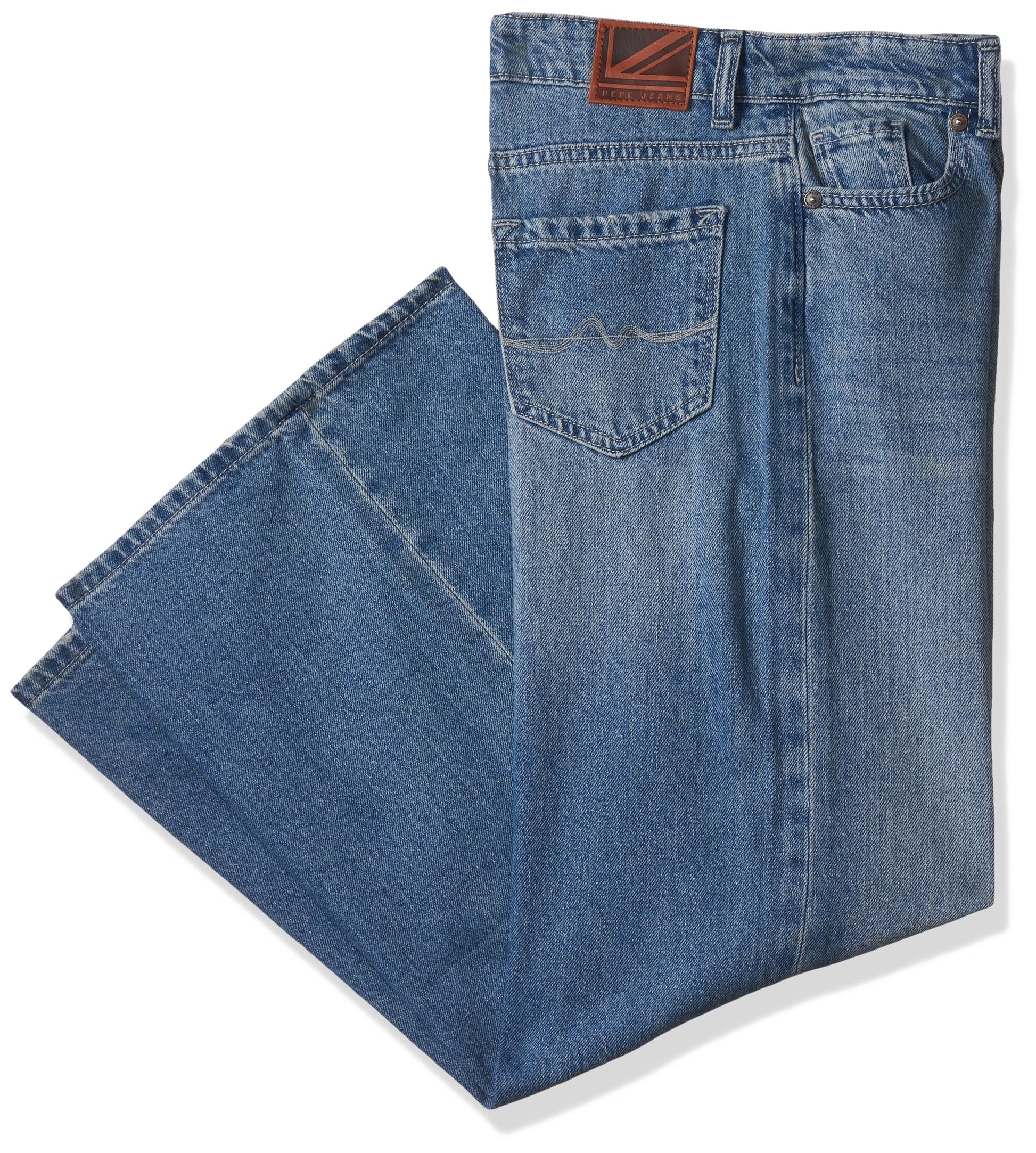 Pepe Jeans Women High Rise Wide Leg Fit Jeans Med Used, Blue, 28