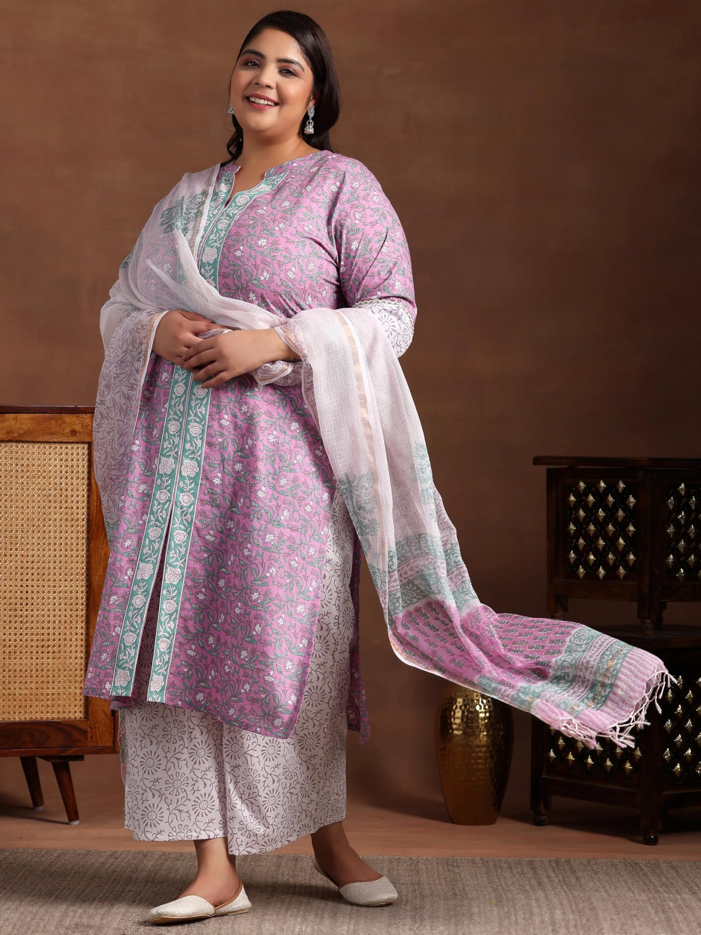 Extra Love By Libas Women'S Cotton Kurta Set (15653_Pink)