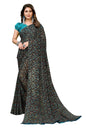 Yashika Womens Trendy Printed Georgette Rama Color Saree with Blouse Material(JAMUNA RAMA)