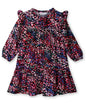 Button -through printed A-line dress BLACK