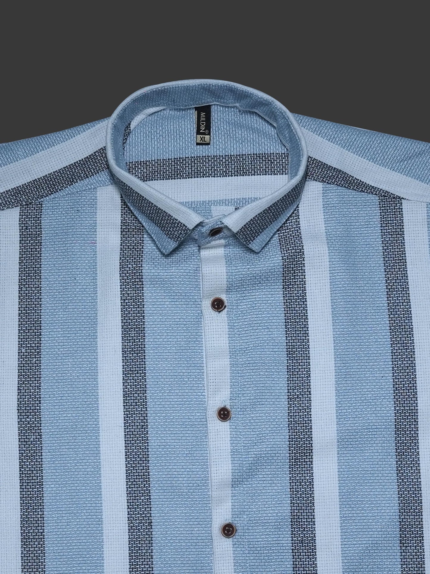 Mildin MenS Cotton Blend Striped Printed Shirt With Spread Collared Neck Half Sleeve Button Closure Regular Fit Straight Standa