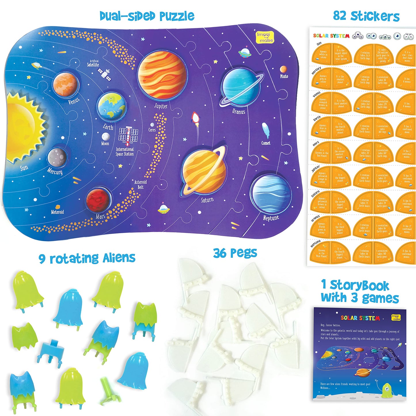 Imagimake Mapology Solar System Puzzles for Kids 4-8, Educational Cardboard Toys, Multicolour, Model MP32