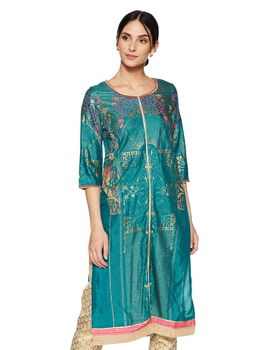 W for Woman Straight Synthetic Kurta for Women
