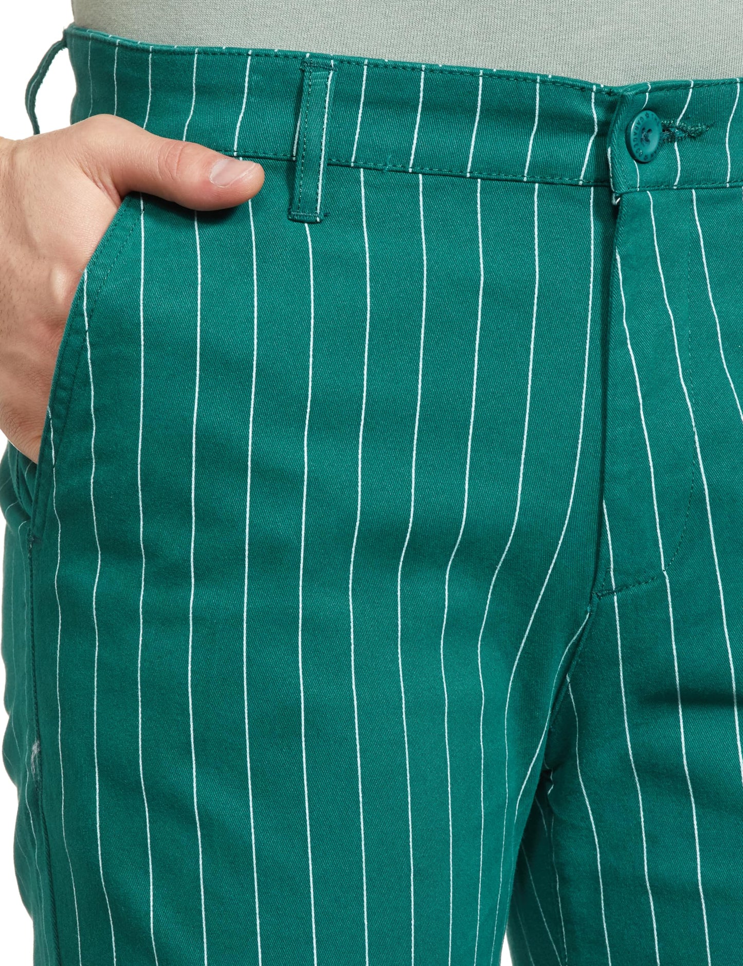 The Indian Garage Co Men Slim Fit Striped Mid-Rise Stretchable Chinos