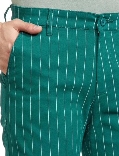 The Indian Garage Co Men Slim Fit Striped Mid-Rise Stretchable Chinos