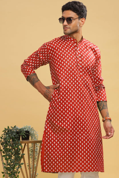 Be Active MenS Cotton Regular Kurta (C-399-3_Red