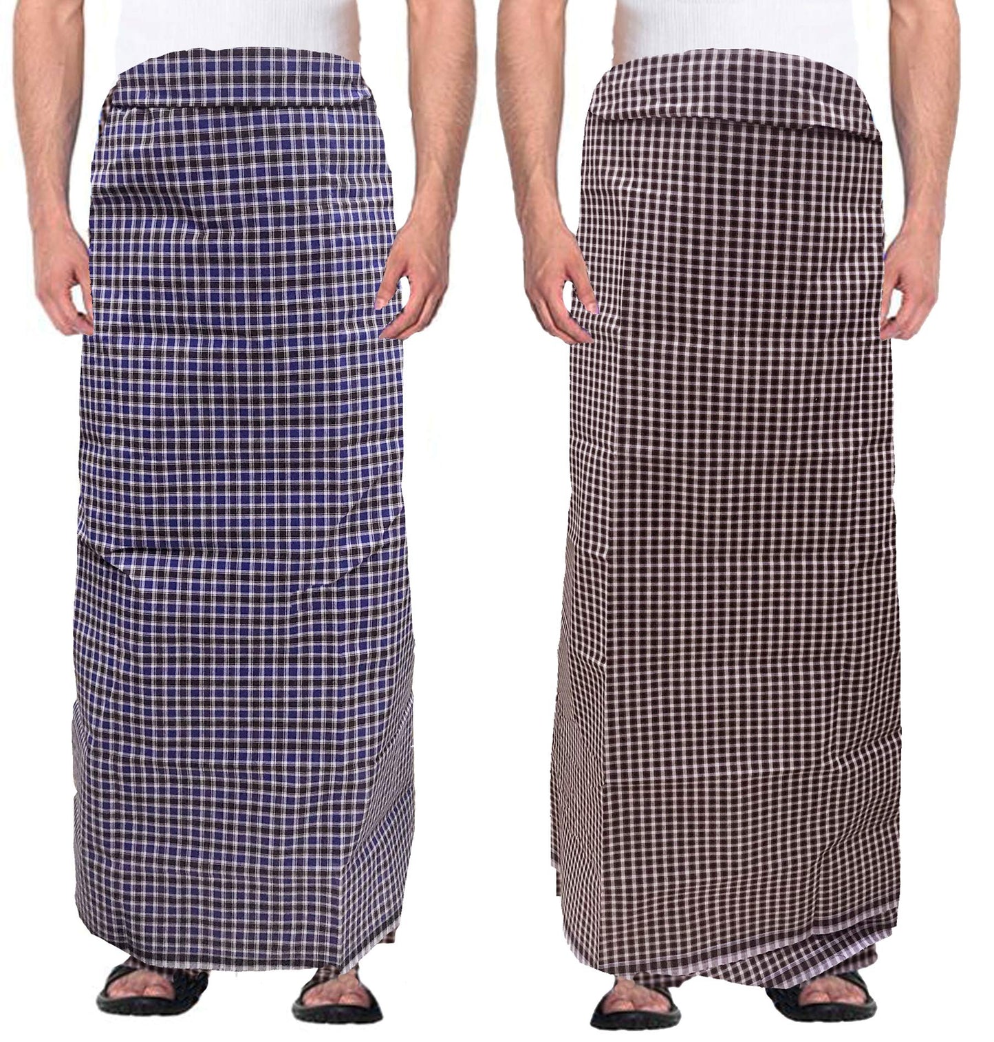 Weavers Villa MenS 100% Cotton Multicolored Unstiched Lungi (2 Mtrs) - Pack Of 2