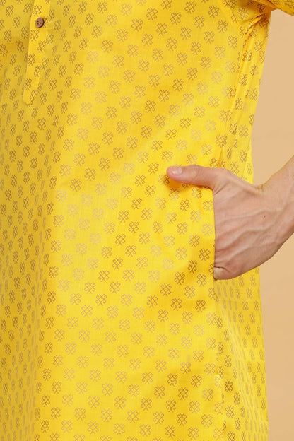Be Active MenS Cotton Regular Kurta (C-399-1_Yellow-2