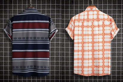 Rebelify MenS Lycra Bland Shirt With Half Sleeves Button Down Closure Round Collar Neck Printed Pattern Relaxed Fit And Standar