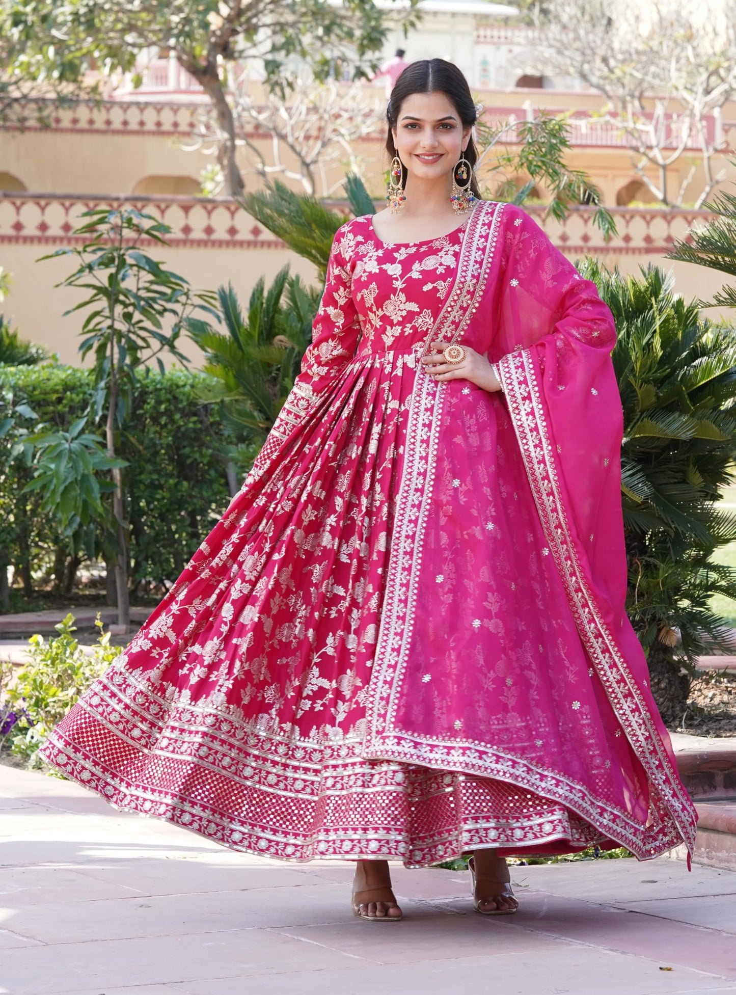 Fashion Basket Women's Georgette Silk Anarkali Kurta Set with Duptta for Women