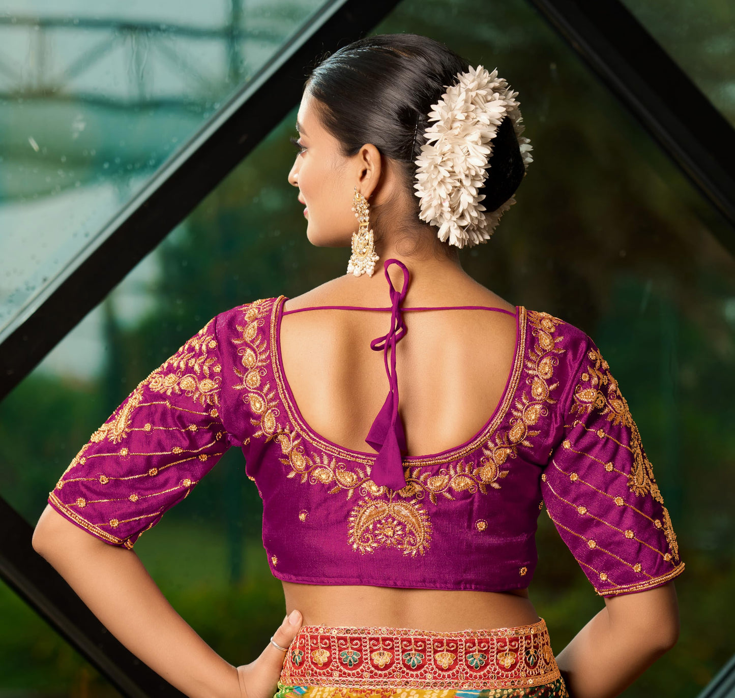Pujia Mills WomenS Readymade Blouse Embroidery Multi Coding Maggam Work Sequence Work Indian Ethnic Designer Stitched Readymade