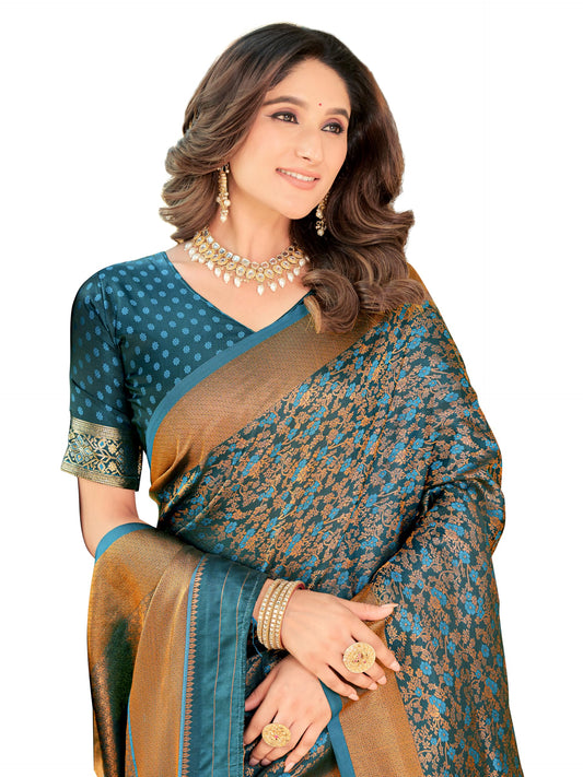 Glory Sarees Womens Pure Kanjivaram Soft Banarasi Original Satin Silk Saree Elegantly Crafted Graceful Wedding Design With Blous