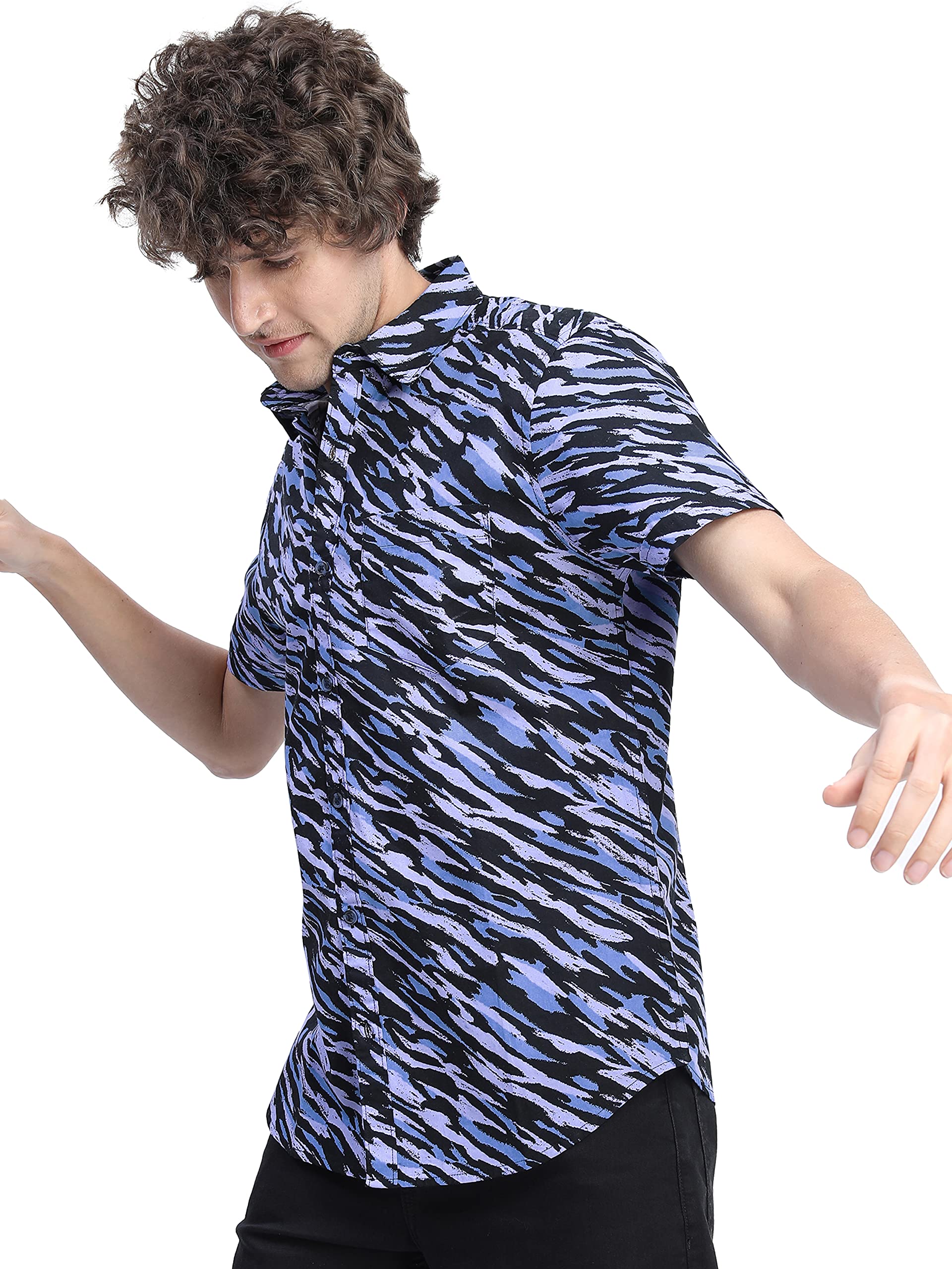 Ketch Slim Fit Printed Blue Shirt